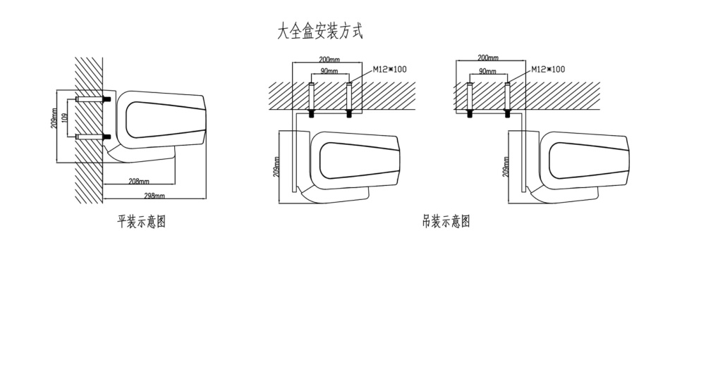 GL-S450 mounting relationship diagrams for wall and ceiling installation